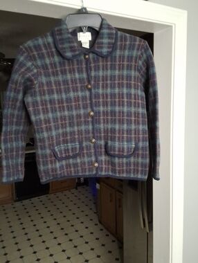 Koret Navy and Green Plaid Wool Jacket